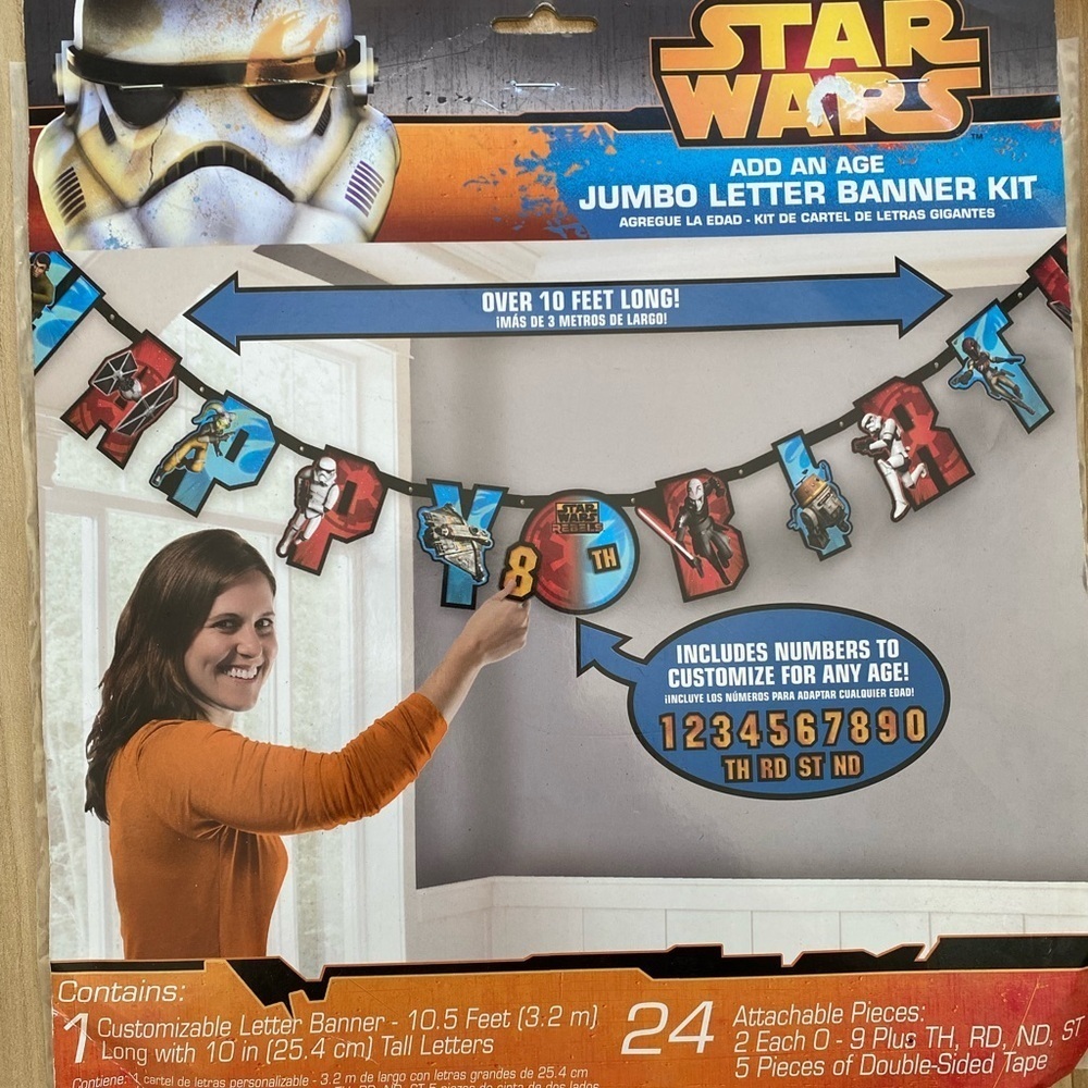 New vintage Nip Star Wars Rebels Boys Happy Birthday Add Age Banner Jumbo Party